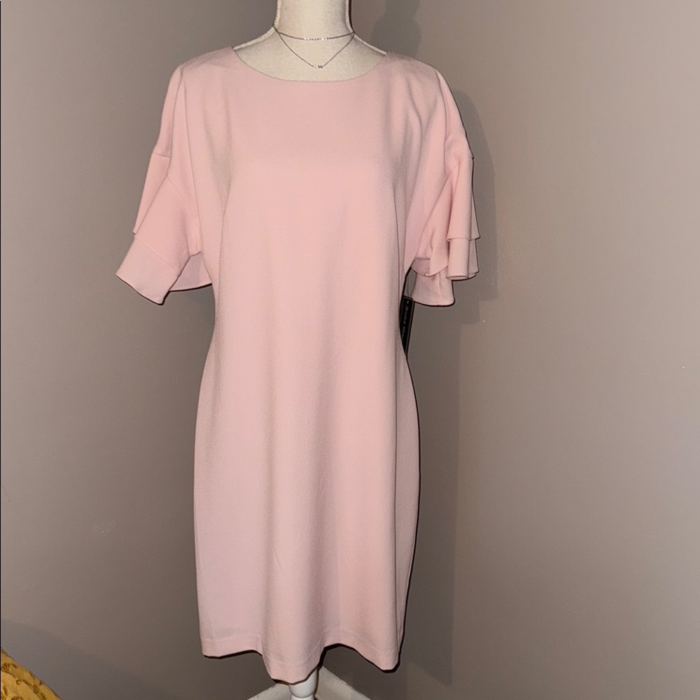 Jessica Howard Pink Flutter Sleeve Sheath Dress